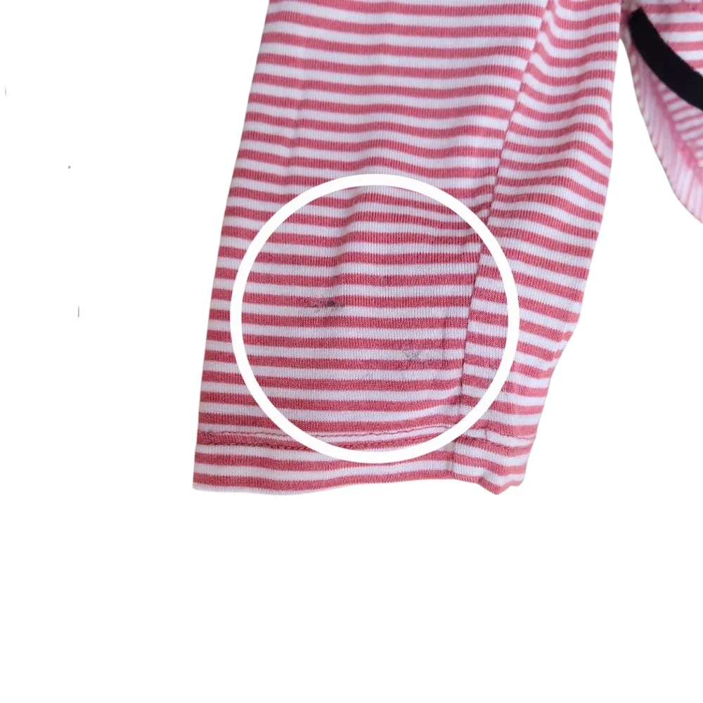 Old Navy Pink and White Stripe Luxe Long Sleeve Tee  Women's Size M - Picture 6 of 8